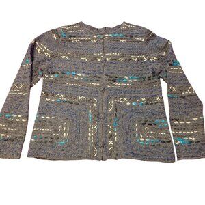 Vintage Embroidered Sweater Boiled Wool Boho Cardigan Festival Dopamine Dressing